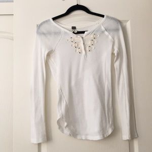 Free people white long sleeve tee